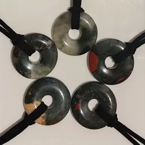 African Bloodstone 30mm Donut Necklace