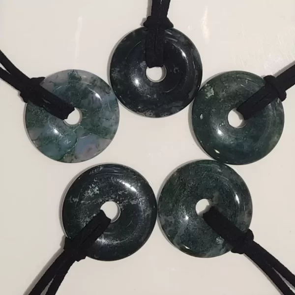 Moss Agate 30mm Donut Necklace