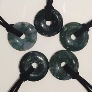 Moss Agate 30mm Donut Necklace